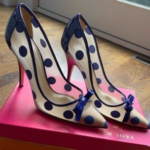 Kate Spade Polka Dot Patent Leather Mesh Pumps